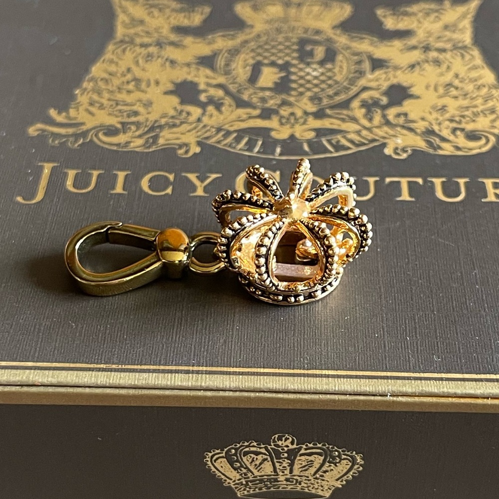 AUTHENTIC JUICY COUTURE RARE GOLD CROWN DOME CHARM BRACELET